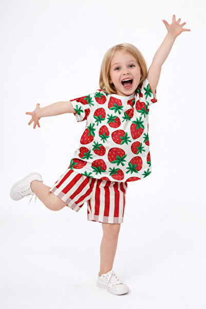 CiciTime Çocuk Modası Летен комплект с къси панталони и плодов принт за момичета