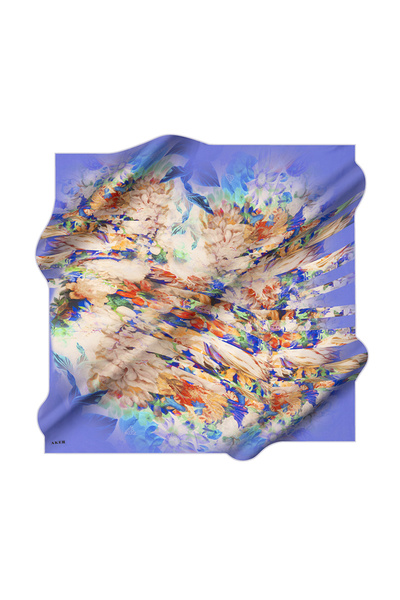 Aker Dark Blue 90X90 Silk Crepe Satin Scarf