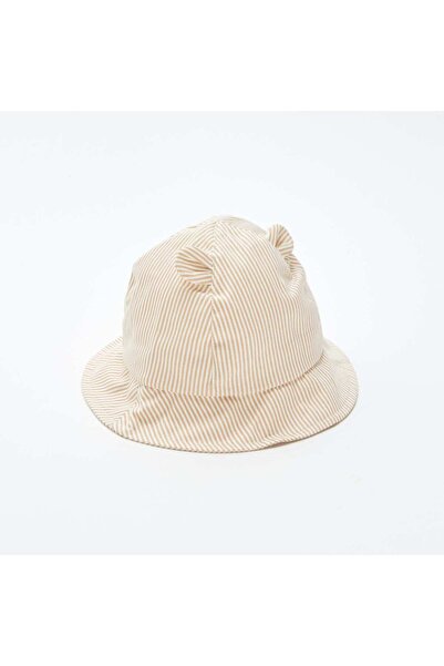KIABI Striped bucket hat with ears BROWN