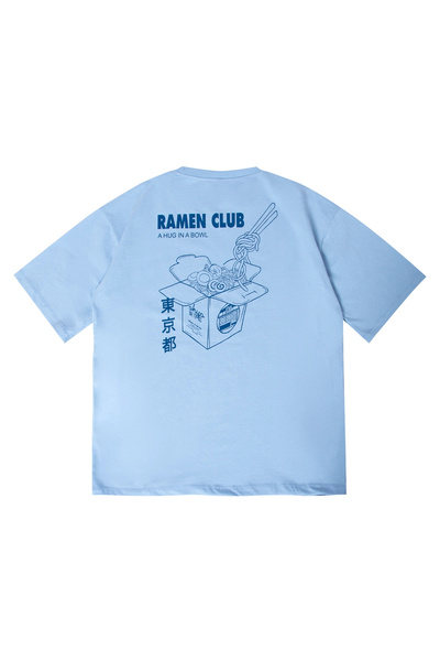 Bak Moda Γυναικείο μπλουζάκι Ramen Club με στάμπα Oversize Baby Blue