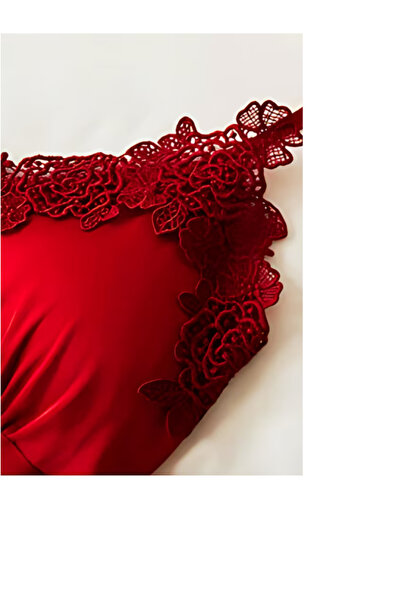 OEM Seduction Pajama Set, 5 Pieces, Satin, Red