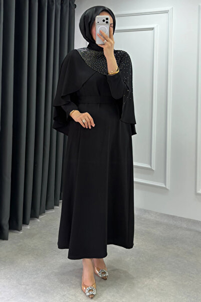 Abiye Diyarı Βραδινό φόρεμα ισλαμικής ενδυμασίας από ύφασμα κρεπ με λεπτομέρε...