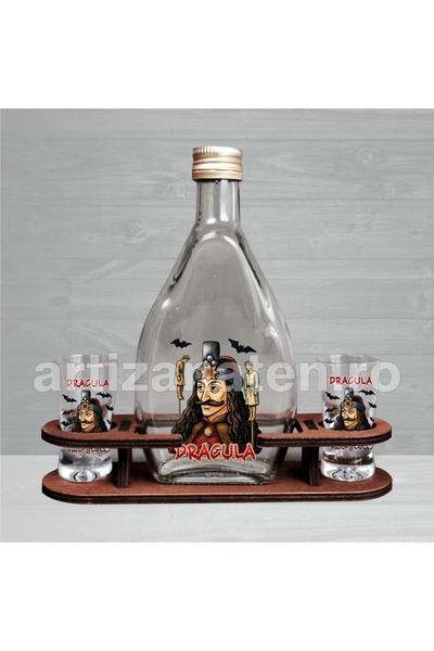 LimArt Brandy set with 2 brandy glasses - Vlad Tepes 1x250 ml, 2x25 ml - 20x6 cm