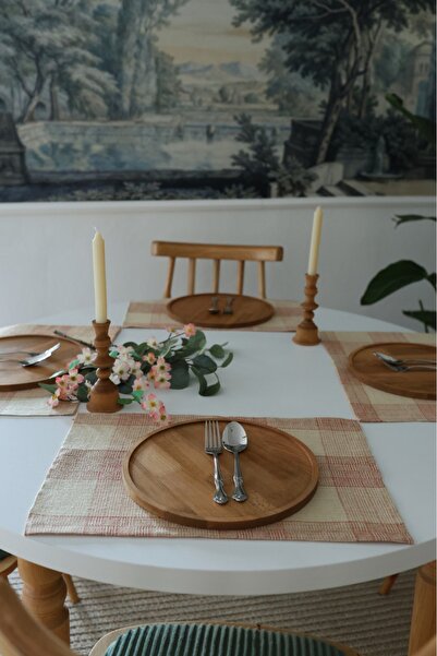 justwood Yakacihome Jute Red 4 Piece American Service Jute Fabric 35X50 cm