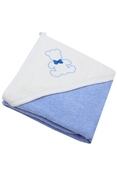 PRICHINDEL Hooded Towel, Bear with Bowtie, Cotton, Blue, 80 x 100 cm
