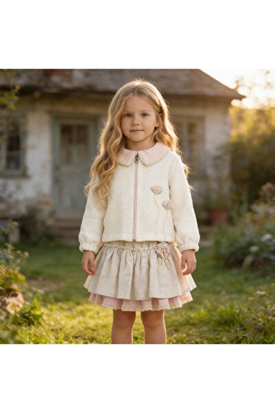 BEYAZ BEBE Girl's Lined Skirt and Jacket Holiday Set