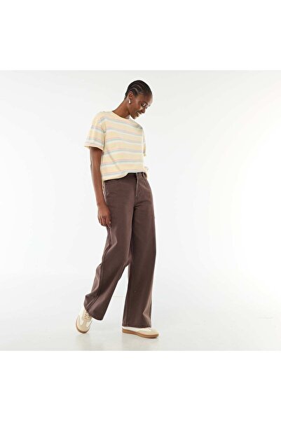 KIABI High-rise wide-leg jeans BROWN