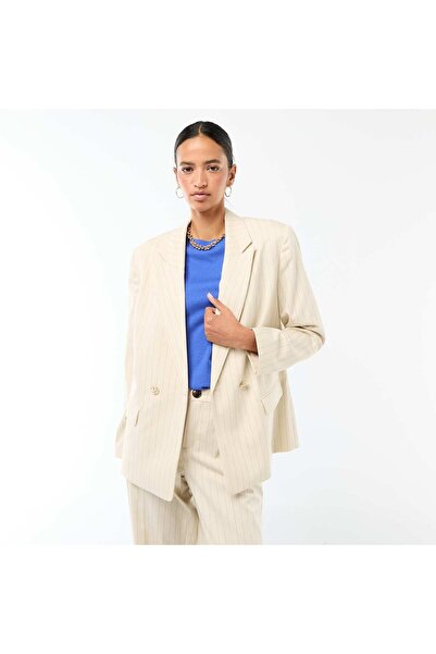 KIABI Double-Breasted Tailored Blazer BEIGE