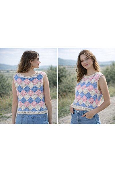 diğerr1 Megahan Tigi Workwear Hand-Embroidered Summer Colorful Sweater, Esme