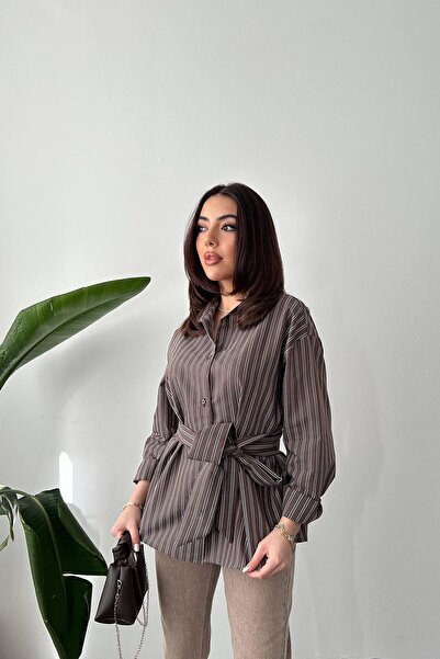 Lady Pixie Striped Shirt with Tie Detail