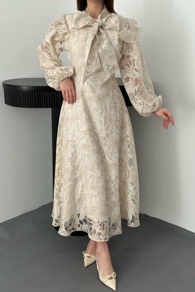 Lady Pixie Dress with Scarf Detail on the Collar