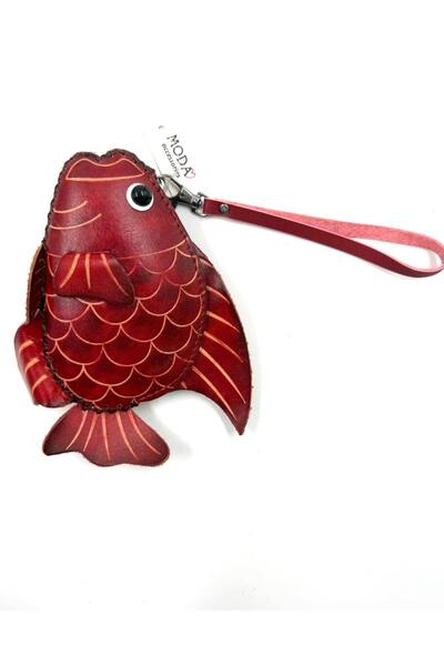 MD Moda Accessories Handmade Leather Keychain with Fish Figure / Mini Zipper ...