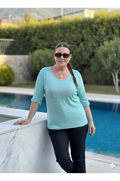 Punta Otantik YG27040 Блуза з італійського трикотажу з написом «Love» і камін...