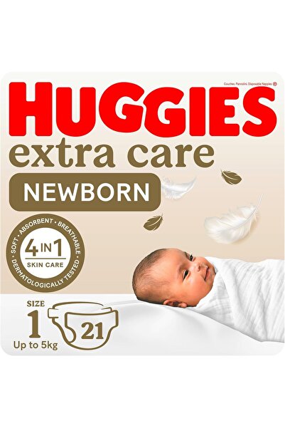 Huggies , Extra Care Newborn Diapers, Size 1 (Up to 5 kg), Carry Pack of 21 D...