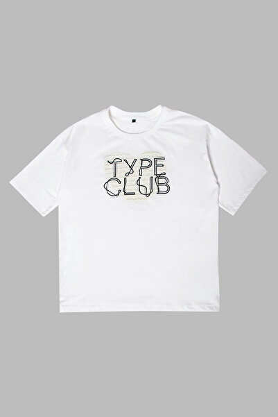 Bak Moda Γυναικείο μπλουζάκι Type Club με κέντημα και στάμπα, σε μεγάλο μέγεθ...