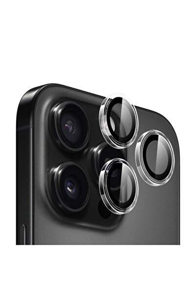 BLUEO Оригинален протектор за леща с метална рамка за iPhone 16 Pro, прозрачен