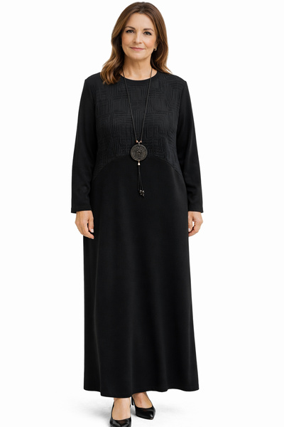 Cadde Giyim Butik Desenli Şık Uzun Anne Elbisesi 25294