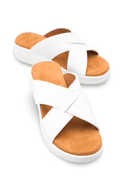 Solo Bag Women's White Cross-Strapped Orthopedic Soft Sole Anatomical Comfort...