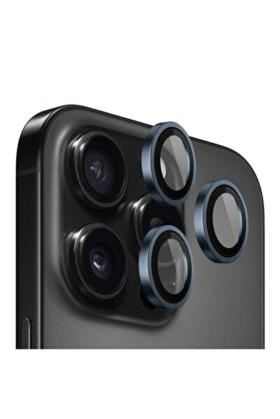 BLUEO Original Metal Frame Lens Protector for iPhone 15 Pro, blue