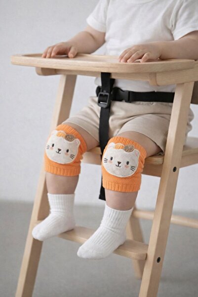 skycott واقي الركبة الناعم بنمط القط البرتقالي للأطفال من عمر 0-1 سنة (زوج واحد)