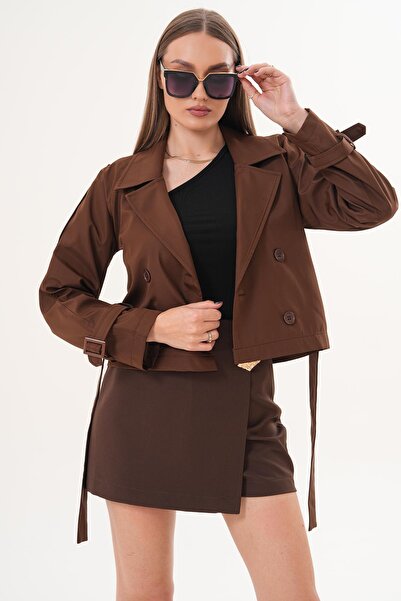 ŞİMAL Women's Belted Short Trench Coat 255129 -