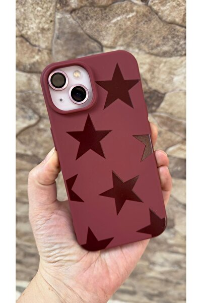 Vip Case iPhone 13/14 Compatible Burgundy Star Silicone Shock-Absorbing Class...