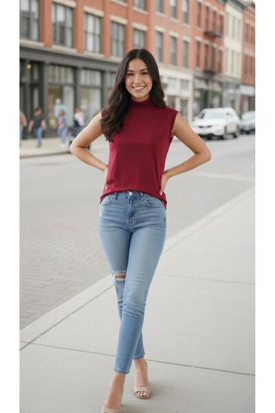 THEBEK Women's Sleeveless Body Zero Sleeve Turtleneck Badi Super Quality Turt...