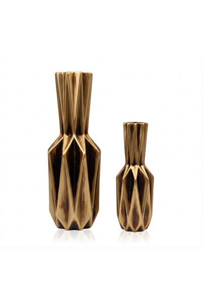 AKUA TAHTA 2'li Altın Görünümlü Zarif Dekor