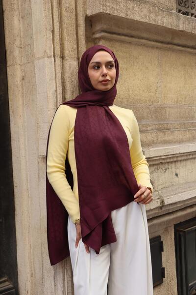 Şalland Na'i Pure D Desen Şal Mürdüm