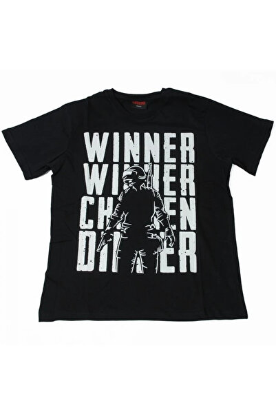 Atlantis PUBG Winner Winner Chicken Dinner Tişört Siyah