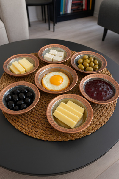 FeyzaDesign Bakır Çerezlik 6'lı Sunum Tabağı, 12.5 cm, Şık ve Kullanışlı Tasarım