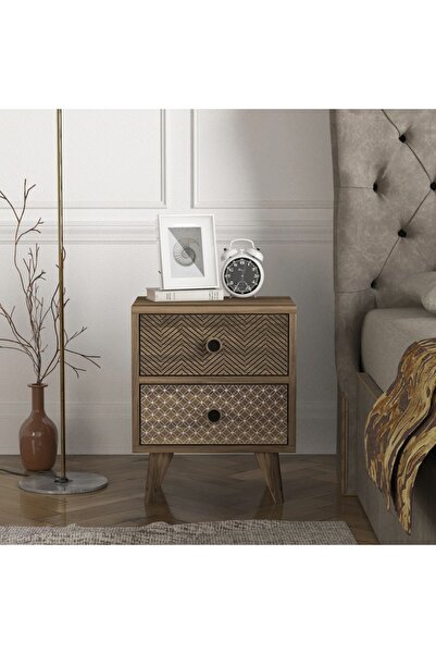 UnicUtil Noptiera cu doua Sertare pentru depozitare, Maro 40 x 30 x 48 cm