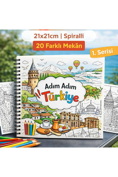 Koalanın Çantası Adım Adım Türkiye Boyama Kitabı - 21x21cm - Stres Yönetimi