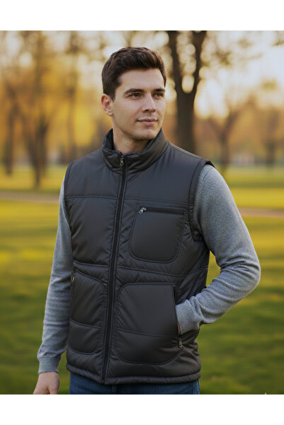 HIRDAVAT HOME Men's Fleece Lined 3-Pocket Puffer Vest