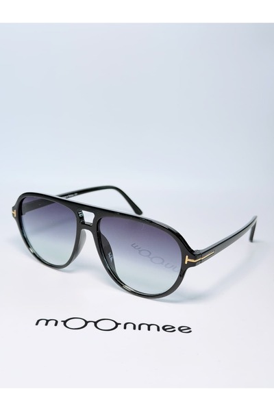 MOONMEE نظارات شمسية من توبر للجنسين بتصميم هندسي أسود وشفاف