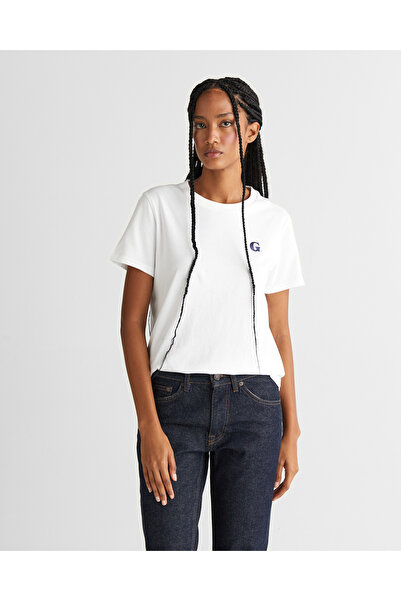 Gant Kadın Beyaz Regular Fit Bisiklet Yaka T-Shirt
