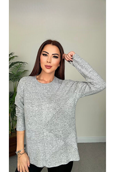 DİDEM GÜLTAKTI Anezka Women's Stone Detailed Gray Soft Blouse