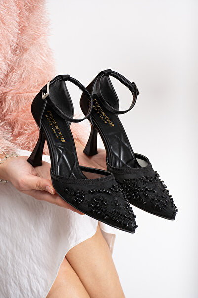 Parparastil Melisea Women's Pearl Embellished Pointed Toe Ankle Buckle Goblet...