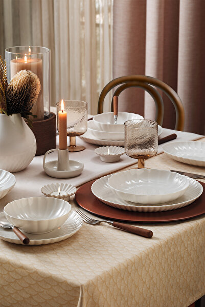 Kütahya Porselen Bone Luz Form 52 Parça 12 Kişilik Yemek Takımı