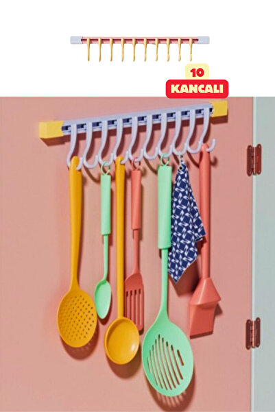 Vekorr 10-Hook Rail Kitchen Cabinet Bathroom Door Organizer Hanger Space-Savi...