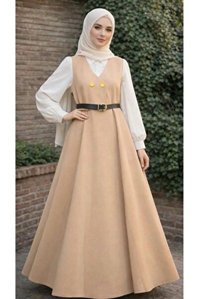 MADAME MELEK Women's Hijab Shirt Double Set Long Dress and Shirt Combination