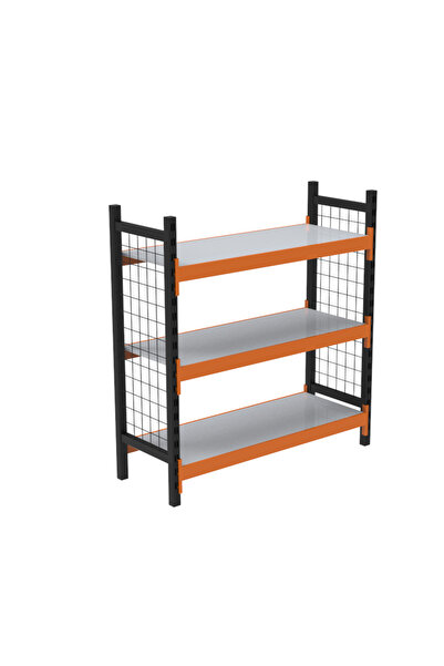 RafBurada 3 Katlı Dekoratif Midi Rack - Ekonomik Depo,Arşiv, Kiler Rafı Siyah...