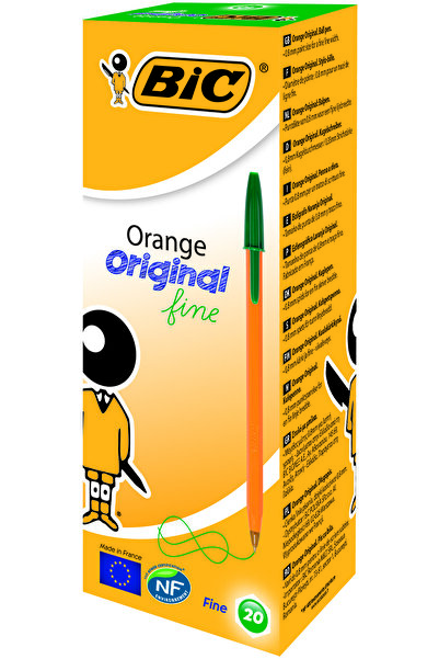 Bic Химикалка за еднократна употреба, зелена, 20 броя, кутия, оранжева