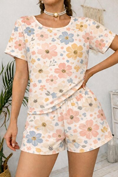 kuzey homewear Set pantaloni scurți cu mânecă scurtă Ryle Flower