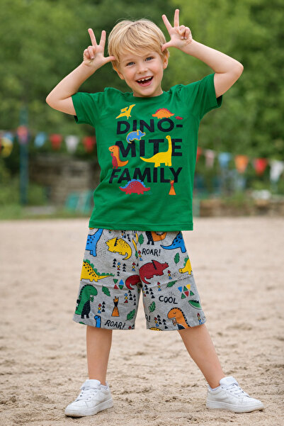 CiciTime Çocuk Modası طقم شورتات للأولاد بنقشة الديناصورات - مجموعة صيفية ممتعة