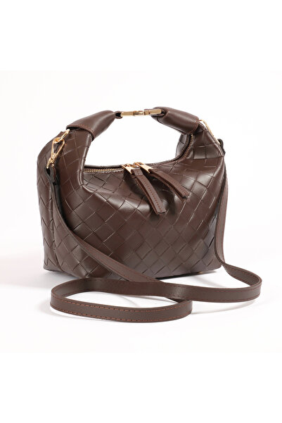 ABBRA Women's Vegan Leather Clip Buckle Patterned Lined Shoulder Strap Small Bag