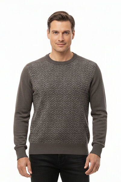 Pulltonic Men's Crew Neck Patterned Sweater
