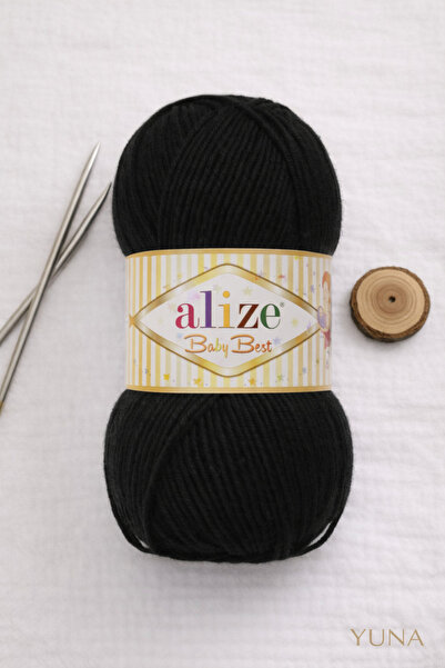 Alize Baby Best Baby Shawl Blouse Bistuyer 10% Bamboo Knitted Yarn 60 Black