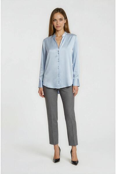 Spazio Hakim Yaka Rahat Kesim Uzun Kol Gömlek MAVİ