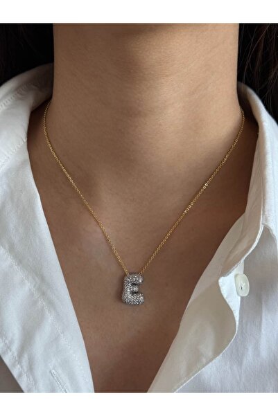 h&b design jewel Çelik Mix Balon E Harfli Kolye